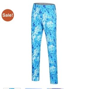 Hreski Aqua Blue Patterned Pants